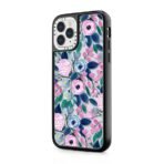 Girly Pink Navy Blue Watercolor Flowers Roses Leaves Pattern Clear - Image 2